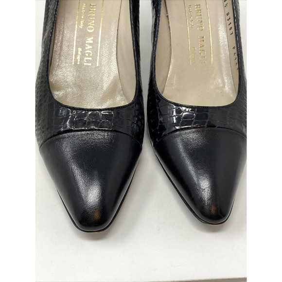 Bruno Magli Dress Heel Pumps Black Leather Italy Animal Print Women AA 8.5 Women - Picture 7 of 7